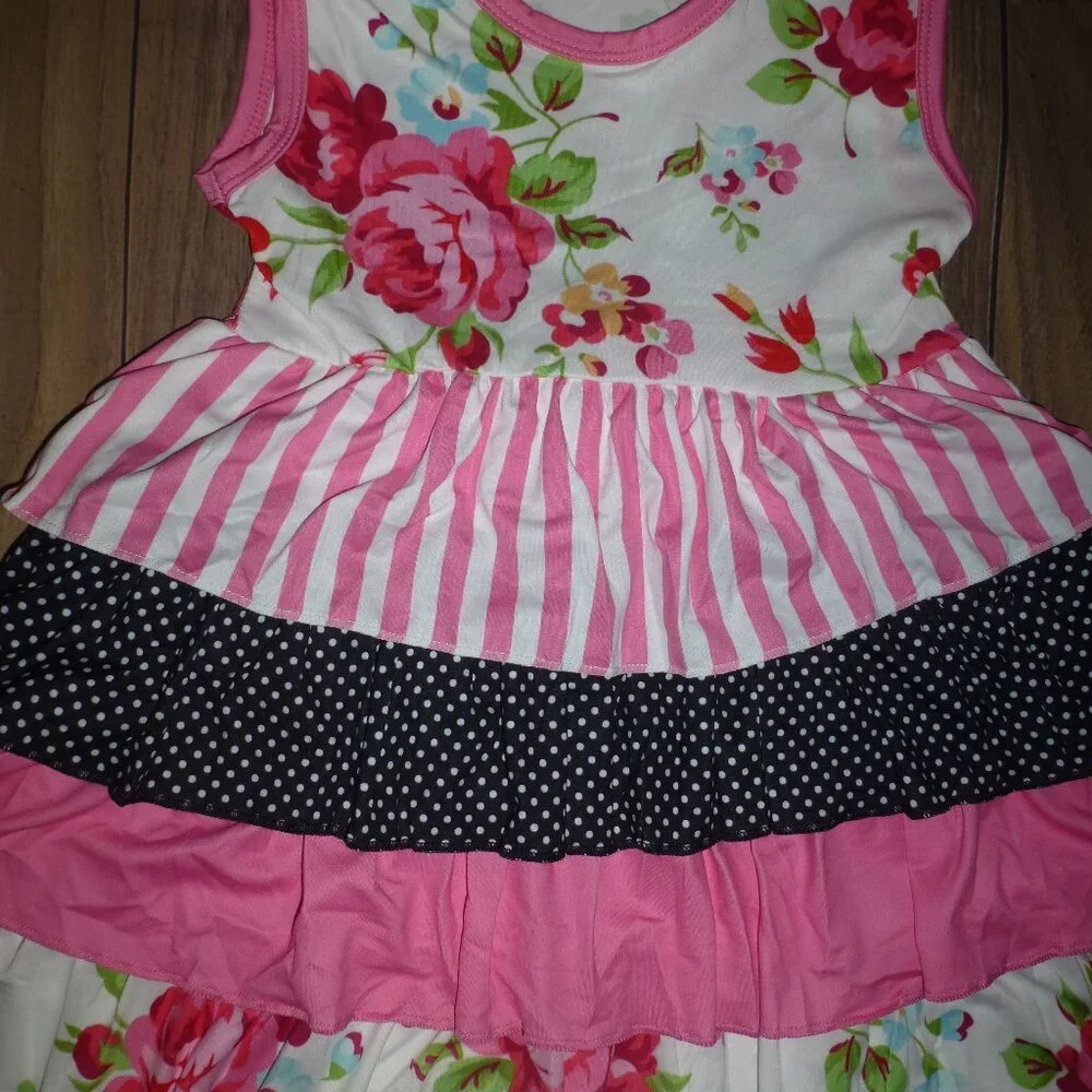 Boutique Floral Tiered Ruffle Tunic Dress & Ruffle Leggings Outfit Set
